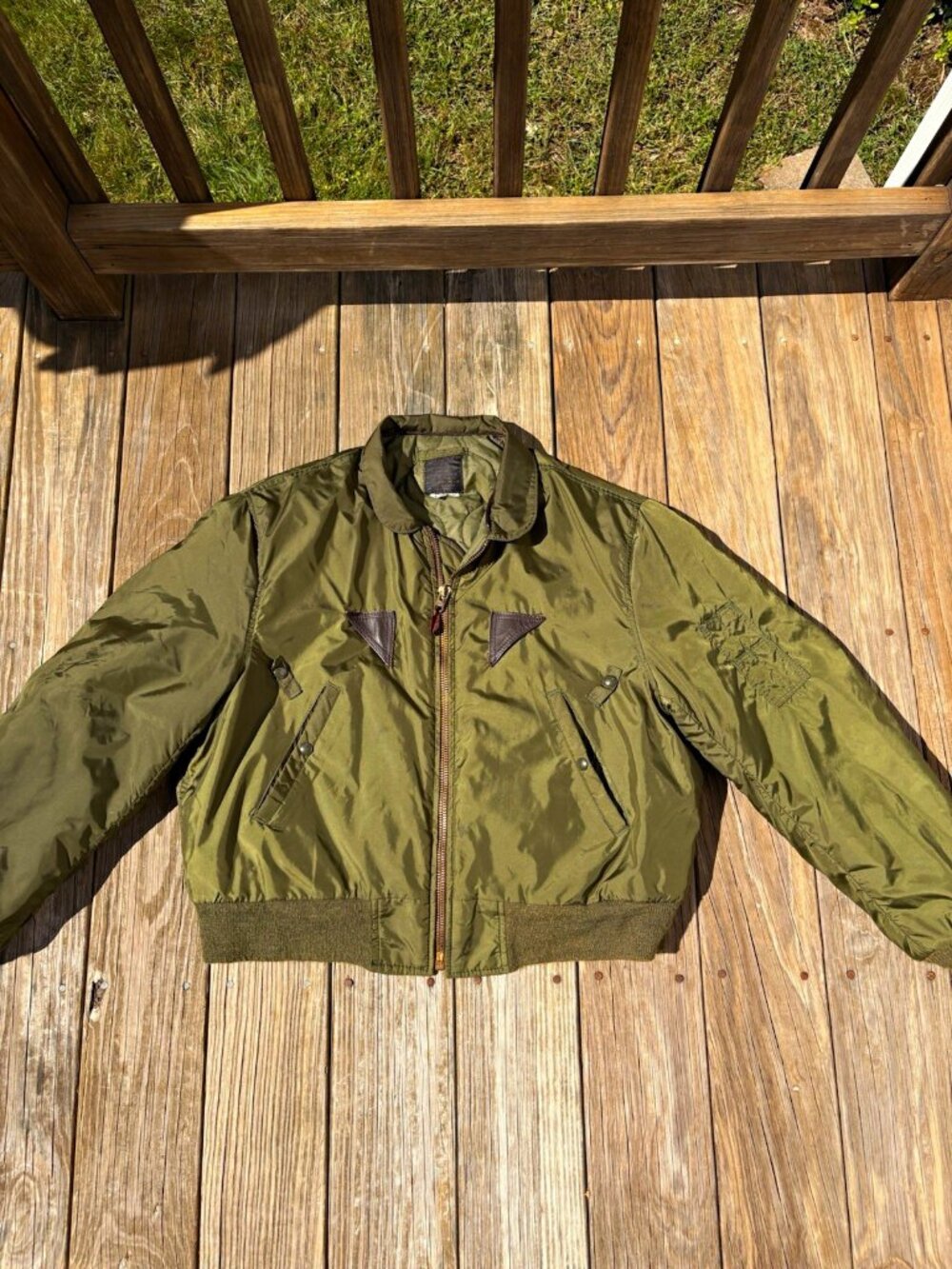 Vintage 90s US Military CWU Flight Jacket XL Olive Green Bomber Made USA Scovill